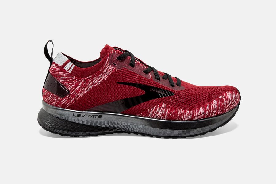 Levitate 4 Road Brooks Running Shoes NZ Mens - Red/Grey/Black - MJQBPT-983